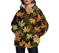 Sudadera con capucha para mujer, con bolsillos de hoja de arce, ajuste holgado, camuflaje, floral, sudadera con capucha para invierno, cómoda, casual, otoño, sudadera con capucha para mujer, azul