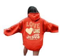 Sudadera con capucha para mujer, con capucha y texto en inglés "Jesus Love Like Jesus", con capucha cristiana, divertida, religiosa, otoño, letras gráficas, tops Y2K, Cool Faith Pray The Lord, naranja