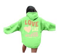 Sudadera con capucha para mujer, con capucha y texto en inglés "Jesus Love Like Jesus", con capucha cristiana, divertida, religiosa, otoño, letras gráficas, tops Y2K, Cool Faith Pray The Lord, verde