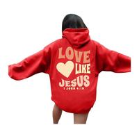 Sudadera con capucha para mujer, con capucha y texto en inglés "Jesus Love Like Jesus", con capucha cristiana, divertida, religiosa, otoño, letras gráficas, tops Y2K, Cool Faith Pray The Lord, rosso