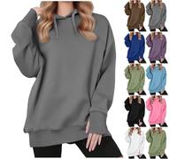 Sudadera con capucha para mujer, con cordón, sudadera con capucha para mujer, color sólido, sudadera con capucha para mujer, sudadera de gran tamaño, manga larga, casual, ajuste holgado, cómoda