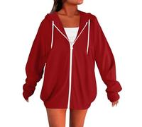 Sudadera con capucha para mujer, con cremallera, chaquetas sólidas con capucha, manga larga, sudadera de gran tamaño, con cordones para mujer, camisetas deportivas, ajuste holgado, sudaderas con