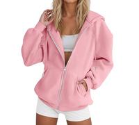 Sudadera con capucha para mujer con cremallera deportiva, sudadera con capucha, con bolsillo, abrigo informal, abrigos diarios, chaqueta holgada, ropa media temporada, chándal color sólido Loungewear