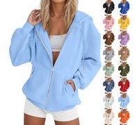Sudadera con capucha para mujer con cremallera deportiva, sudadera con capucha, con bolsillo, abrigo informal, abrigos diarios, chaqueta holgada, ropa media temporada, chándal color sólido Loungewear