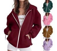 Sudadera con capucha para mujer con cremallera deportiva, sudadera con capucha, con bolsillo, abrigo informal, manga larga, chaqueta deportiva, ropa informal, chándal holgado, para mujer, caqui, XL