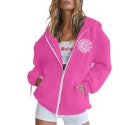 Sudadera con capucha para mujer con cremallera impresa cinta rosa cáncer de mama, sudadera octubre rosa, otoño invierno cálido, sudaderas deportivas casuales con capucha, chaqueta de media temporada