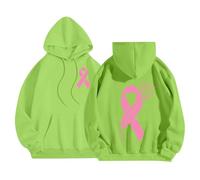 Sudadera con capucha para mujer, con cremallera, informal, con lazo rosa, para eventos de caridad, Style-R06 Verde, M