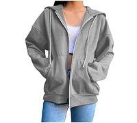 Sudadera con capucha para mujer con cremallera Oversize - Chaqueta deportiva para mujer con bolsillo, sudadera de gran tamaño, sudaderas deportivas, abrigos versátiles, chaqueta con cordón, ropa lisa