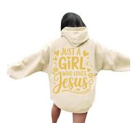 Sudadera con capucha para mujer, con cuello redondo, con texto en inglés "Christian Just A Girl Who Loves Jesus", estilo casual, divertida, con capucha de Dios, para adolescentes, de manga larga, con