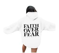 Sudadera con capucha para mujer, con diseño de fe cristiana sobre el miedo occidental, cómoda, casual, Jesús, playa, Dios, gótico, Y2K, verano, con capucha, gótico, Jesús salva confianza en el Señor