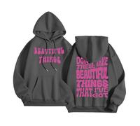 Sudadera con capucha para mujer, con diseño de letras gráficas, de ajuste holgado, con texto en inglés "Don'T Take These Beautiful Things That I'Ve Got", gris, L