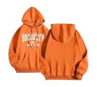 Sudadera con capucha para mujer con estampado de Brooklyn New York, estilo universitario, sudadera de gran tamaño para un look urbano, Style_a06 Orange, XL