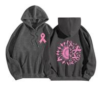 Sudadera con capucha para mujer con estampado de cinta rosa cáncer de mama, sudadera octubre rosa, otoño, invierno, cálido, con capucha, ligera, transpirable, suéter extragrande, sudaderas, sudaderas