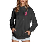 Sudadera con capucha para mujer con estampado de cinta rosa cáncer de mama, sudadera octubre rosa, otoño invierno cálido, sudaderas con capucha extragrande, sudaderas deportivas informales, suéteres
