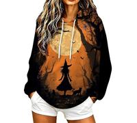 Sudadera con capucha para mujer con estampado de gato y bruja del bosque