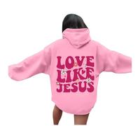 Sudadera con capucha para mujer con estampado de Jesus Loves You Hoodie Oversize Hoodie Damen Vintage Sweatshirt mit Kordelzug Frauen Freizeit Sport Langarmshirt Hoodies Training Pulli Streetwear mit