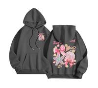 Sudadera con capucha para mujer con estampado de letras, sudadera de manga larga para mujer, prácticos bolsillos laterales, cómodo suéter informal, suéter moderno, adolescente, niña, letra, sudadera
