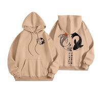 Sudadera con capucha para mujer con estampado japonés en la espalda y en la parte delantera sudaderas con capucha para mujer, deporte informal, suéter de gran tamaño, chalecos y sudaderas de manga