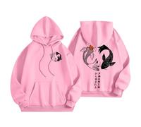 Sudadera con capucha para mujer con estampado japonés en la espalda y en la parte delantera sudaderas con capucha para mujer, deporte informal, suéter de gran tamaño, chalecos y sudaderas de manga