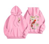 Sudadera con capucha para mujer con estampado japonés en la espalda y en la parte delantera sudaderas con capucha para mujer, deporte, informal, suéteres, chalecos y sudaderas, con capucha, otoño