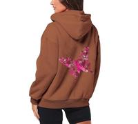 Sudadera con capucha para mujer, con forro polar, para concienciación sobre el cáncer de mama, informal, con capucha, forro polar, cordón, manga larga, deportiva, con cremallera, ropa de backwoods