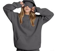 Sudadera con capucha para mujer con ojo integrado para máscara, sudadera de ajuste holgado, parte superior casual de manga larga de color sólido, pijama de viaje de gran tamaño, ropa de descanso