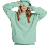 Sudadera con capucha para mujer con ojo integrado para máscara, sudadera holgada sin botones, camiseta casual de manga larga de color sólido, pijama de viaje de gran tamaño, ropa de descanso cómoda (M