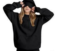 Sudadera con capucha para mujer con ojo para máscara integrada para dormir para máscara, sudadera de ajuste holgado para casual de manga larga, color sólido, sudadera con capucha de gran tamaño
