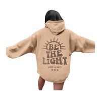 Sudadera con capucha para mujer, con texto en inglés "Be The Light", ajuste holgado, cuello redondo, personalizable, comodidad religiosa, atlética, con letras gráficas, Workou Ladies God I Love Jesus