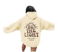 Sudadera con capucha para mujer, con texto en inglés "Be The Light", ajuste holgado, cuello redondo, personalizable, comodidad religiosa, atlética, con letras gráficas, Workou Ladies God I Love Jesus