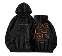 Sudadera con capucha para mujer, con texto en inglés "Christian Love Like Jesus", con diseño de letras y texto en inglés "Workou" con capucha, ropa esencial de Dios I Love Jesus, comodidad con diseños