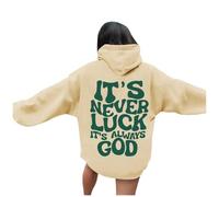 Sudadera con capucha para mujer, con texto en inglés "It's Never Luck It's God", sudadera con capucha para mujer, manga larga, trajes casuales de otoño 2024, disfraz de fiesta casual para interiores y