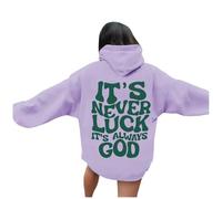 Sudadera con capucha para mujer, con texto en inglés "It's Never Luck It's God", sudadera con capucha para mujer, manga larga, trajes casuales de otoño 2024, disfraz de fiesta casual para interiores y