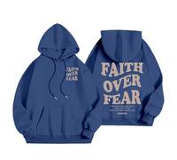 Sudadera con capucha para mujer con texto en inglés "Jesus Faith Over Fear Country" 2025 con diseño gráfico cristiano casual con texto "I Love Jesus Fall Backwoods Letter with Hoodtops Funny God Pray