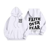 Sudadera con capucha para mujer con texto en inglés "Jesus Faith Over Fear Country" 2025 con diseño gráfico cristiano casual con texto "I Love Jesus Fall Backwoods Letter with Hoodtops Funny God Pray