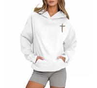 Sudadera con capucha para mujer, con texto en inglés "Jesus Living Proof of A Loving God", con texto en inglés "Pray The Lord", suéteres casuales con capucha para mujer, con capucha, blanco, XXL