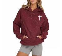 Sudadera con capucha para mujer, con texto en inglés "Jesus Living Proof of A Loving God", con texto en inglés "Pray The Lord", suéteres casuales con capucha para mujer, con capucha, rosso, XXL