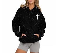 Sudadera con capucha para mujer, con texto en inglés "Jesus Living Proof of A Loving God", con texto en inglés "Pray The Lord", suéteres casuales con capucha para mujer, con capucha, Negro, XL