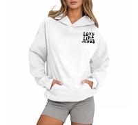 Sudadera con capucha para mujer con texto en inglés "Jesus Love Like Jesus" 2026, ropa cristiana occidental con texto en inglés "I Love Jesus", ajuste holgado, letra gráfica con capucha, trajes