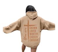 Sudadera con capucha para mujer, con texto en inglés "Jesus You Are Known Loved Worthy Chosen Enough - Sudadera con capucha para otoño, cuello redondo, estilo cristiano, a la moda, con capucha, de