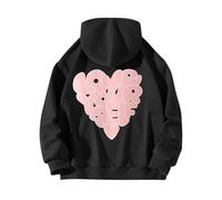 Sudadera con capucha para mujer con texto en inglés "Love Your Self" de manga larga, sin cremallera en la parte posterior, Negro , XXXL