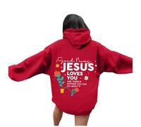Sudadera con capucha para mujer con texto "Jesus Loves You", sudadera para mujer, oversized vintage, sudadera holgada, sudadera de manga larga, para otoño e invierno, sudadera de gran tamaño para