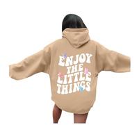 Sudadera con capucha para mujer con texto "The Little Things", caqui, XXL