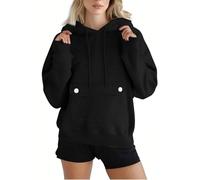 Sudadera con capucha para mujer de algodón híbrido con capucha Oversize Sudaderas 2025 nuevo abrigo con bolsillo abrigos cordón de ajuste ropa de gran tamaño Loungewear liso sudadera chic versátil