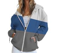 Sudadera con capucha para mujer, de gran tamaño, de manga larga, de color liso, Y2k, Streetwear, ropa otoñal, elegante modelo ligero de forro polar para primavera y otoño, Blu-1, 3XL