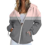 Sudadera con capucha para mujer, de gran tamaño, de manga larga, de color liso, Y2k, Streetwear, ropa otoñal, elegante modelo ligero de forro polar para primavera y otoño, Grey-3, L