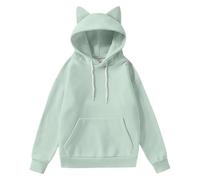 Sudadera con capucha para mujer de gran tamaño, Kawaii Cat Ears Hoodie Mujer Manga Larga Casual Oversized Fit Hoody Jersey Top Monocolor Casual Sudadera con Capucha Otoño Invierno Sudadera Tops con