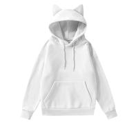Sudadera con capucha para mujer de gran tamaño, Kawaii Cat Ears Hoodie Mujer Manga Larga Casual Oversized Fit Hoody Jersey Top Monocolor Casual Sudadera con Capucha Otoño Invierno Sudadera Tops con