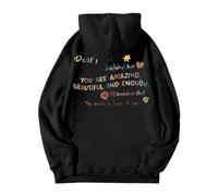 Sudadera con capucha para mujer, diseño con texto en inglés "Dear Person Behirad Me You Are Amazing Beautiful And Enough Pocket Drawstring Ladies Hoodie Otoño Invierno Cómodas Sudaderas con Capucha