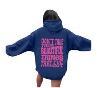 Sudadera con capucha para mujer, diseño con texto en inglés "Don'T Take These Beautiful Things That I'Ve Got", estética, a la moda, vintage, casual, a la moda, con capucha, ajuste holgado, azul, XL